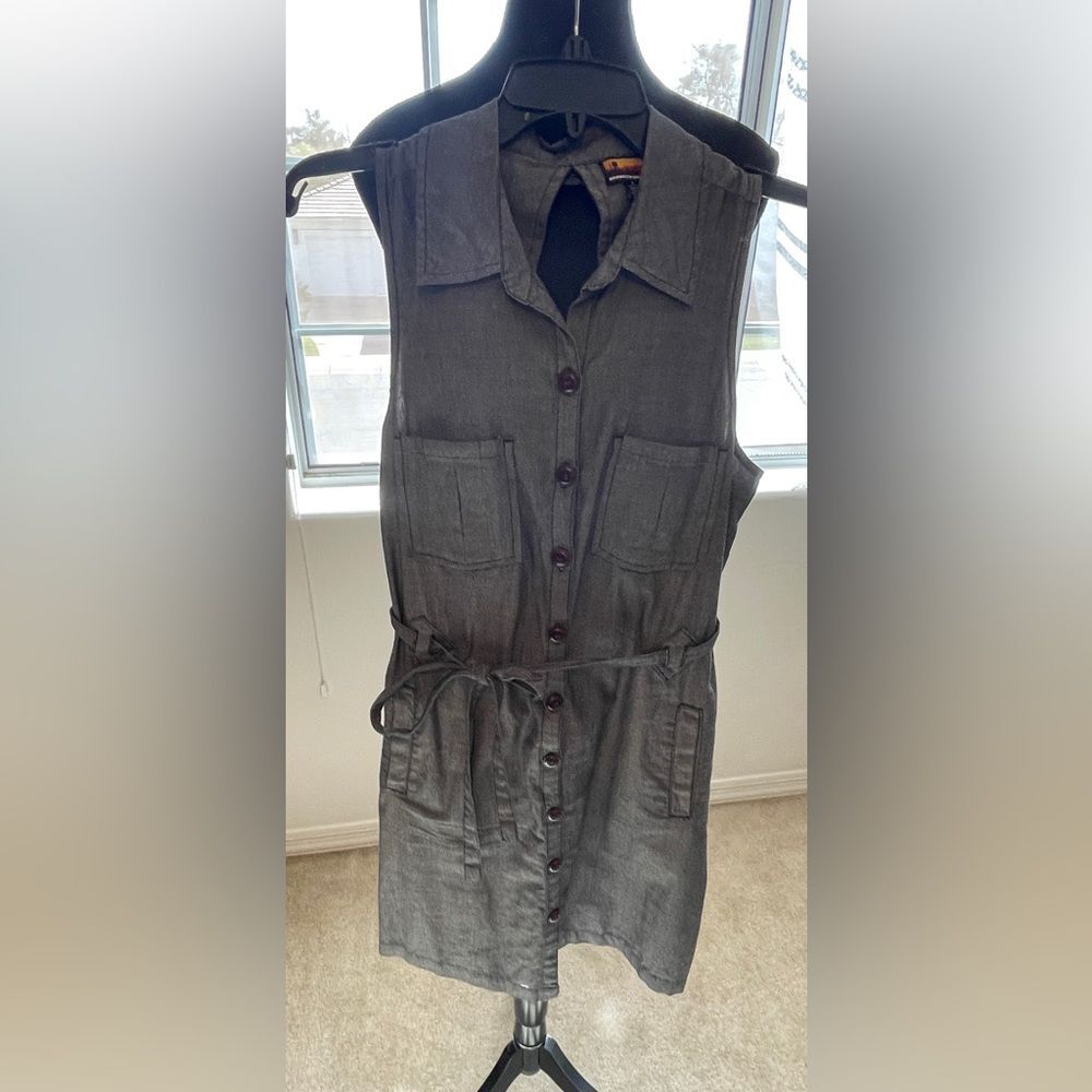 Brooklyn industries/S/ Sleeveless Gray Button-Up Dress/front and side pockets